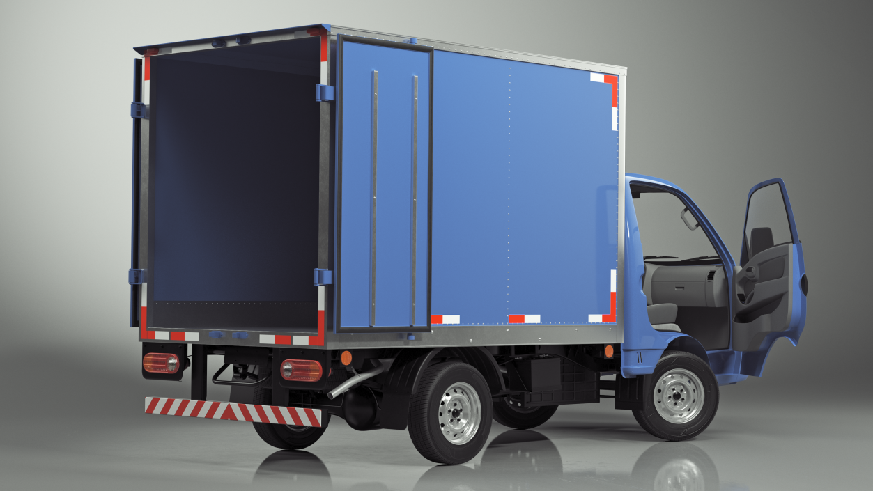 3D Asian Mini Truck Refrigerator Blue Rigged