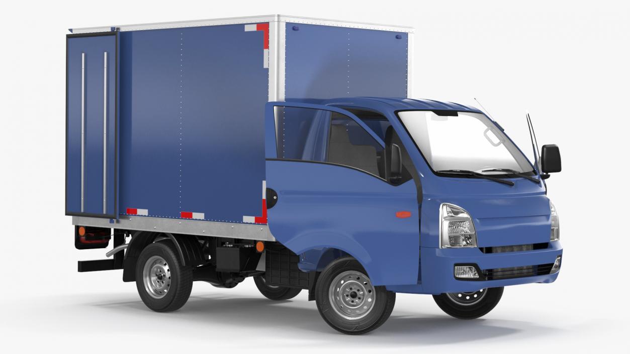 3D Asian Mini Truck Refrigerator Blue Rigged