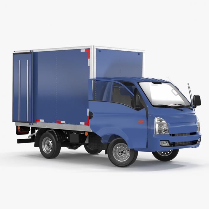 3D Asian Mini Truck Refrigerator Blue Rigged