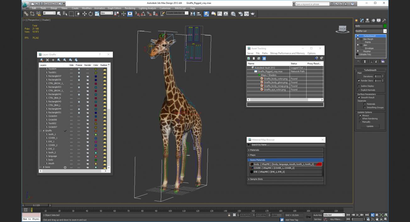 Giraffe Rigged 3D model