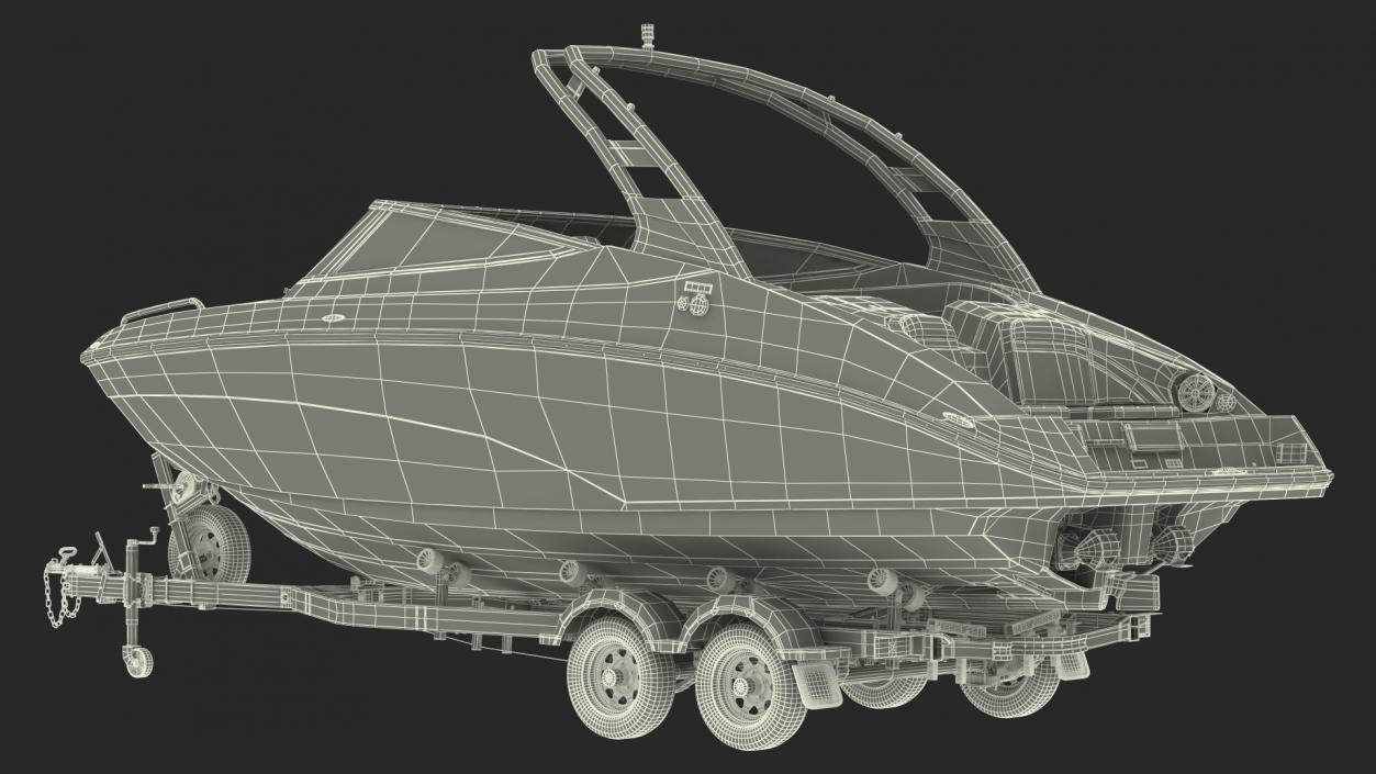 Boat Trailer With Sportboat 3D