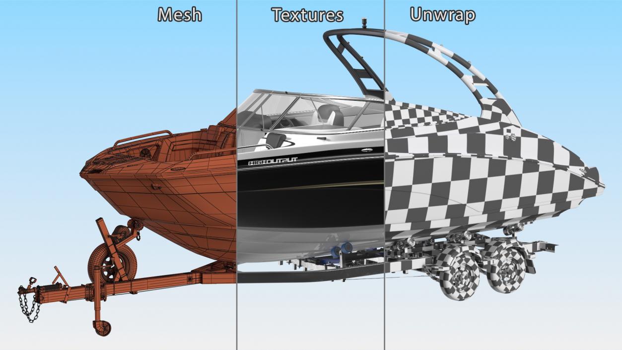 Boat Trailer With Sportboat 3D