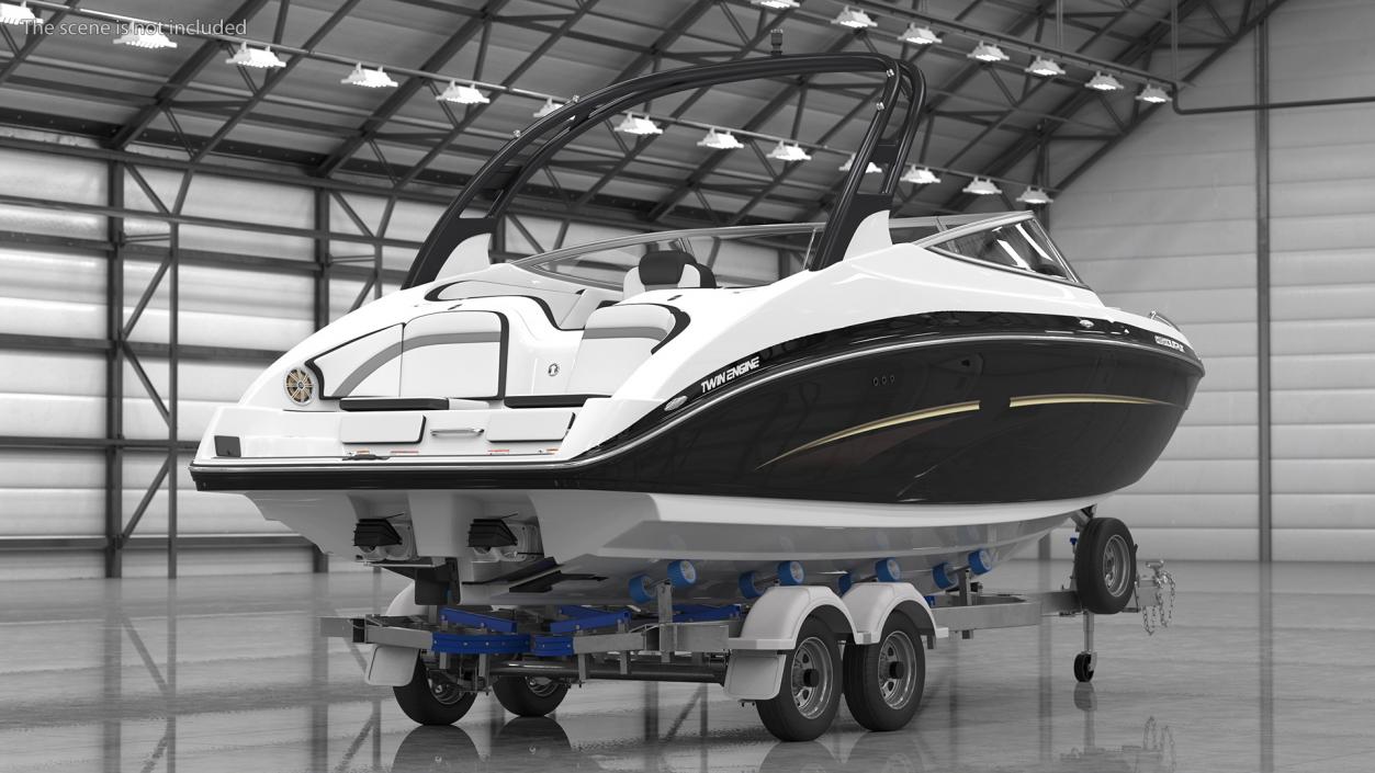 Boat Trailer With Sportboat 3D