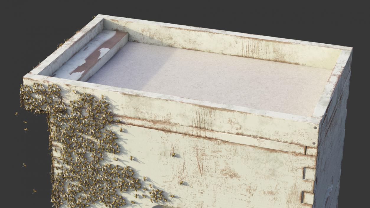 3D model Painted Beehive Brood Box with Bees