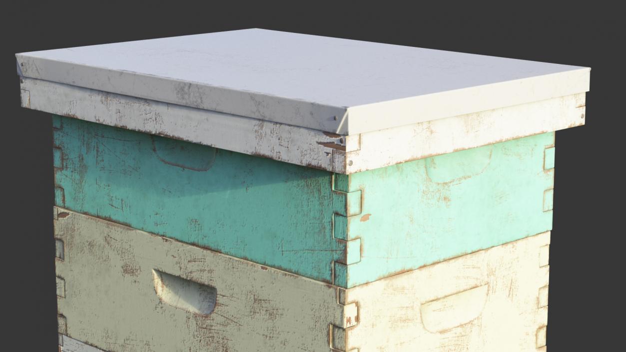 3D model Painted Beehive Brood Box with Bees