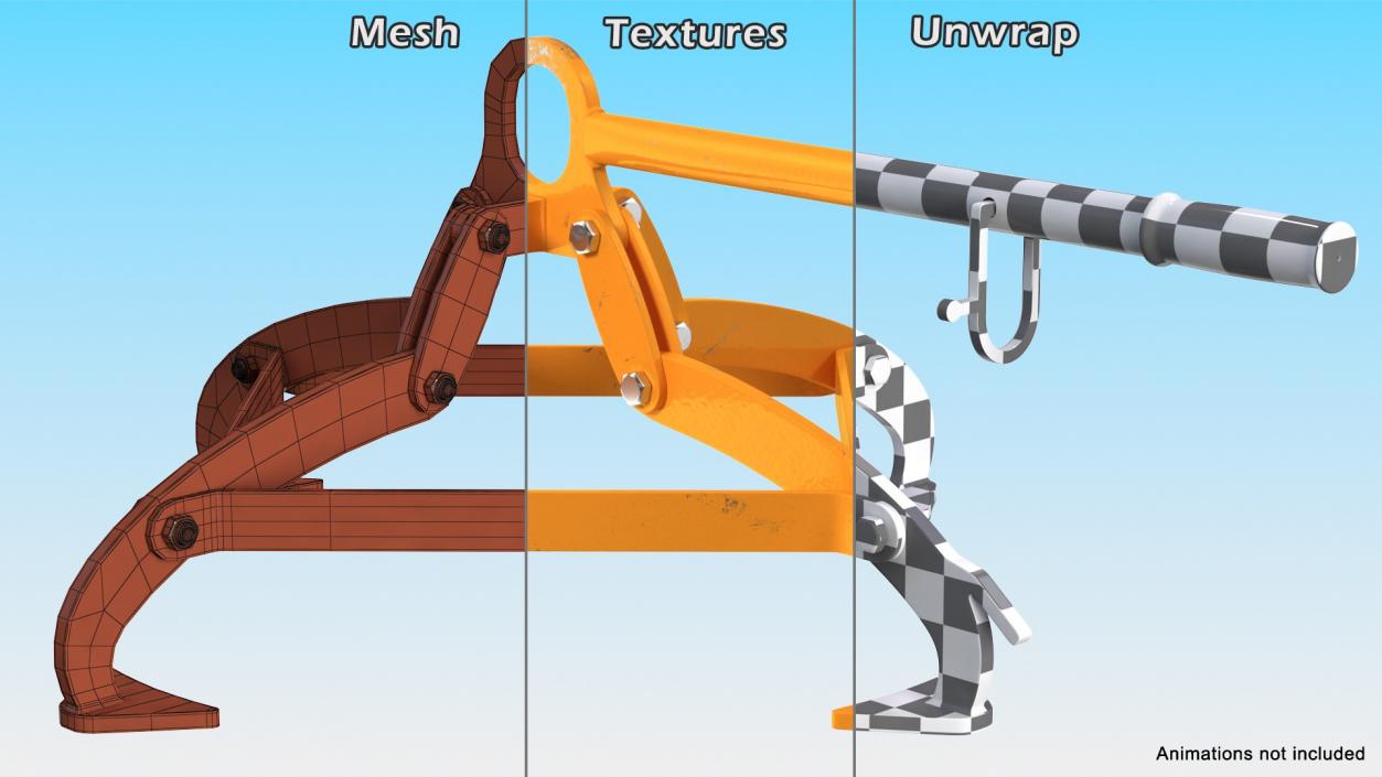 Vertical Drum Lifting Tongs Rigged 3D model