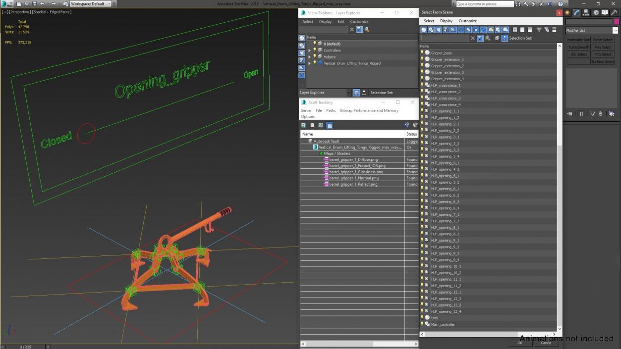 Vertical Drum Lifting Tongs Rigged 3D model