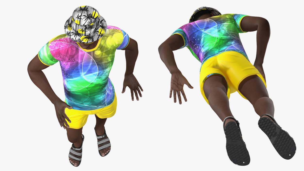 Dark Skin Teenager Beach Style Standing Pose 3D model