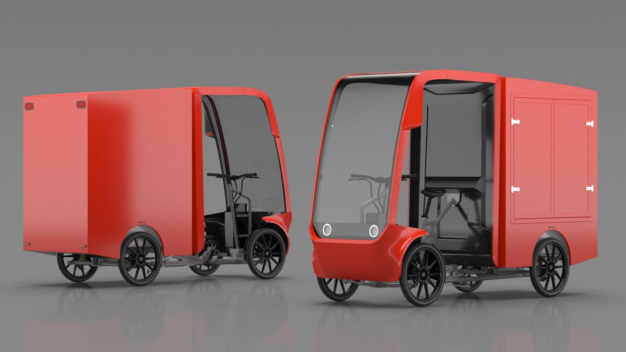 Delivery Electric Cargo Bike Red 3D