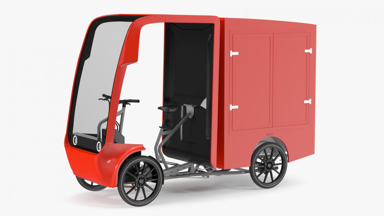 Delivery Electric Cargo Bike Red 3D