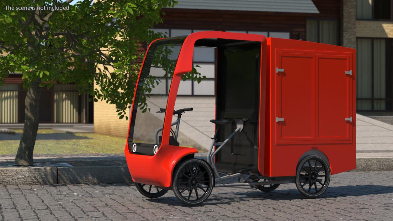 Delivery Electric Cargo Bike Red 3D