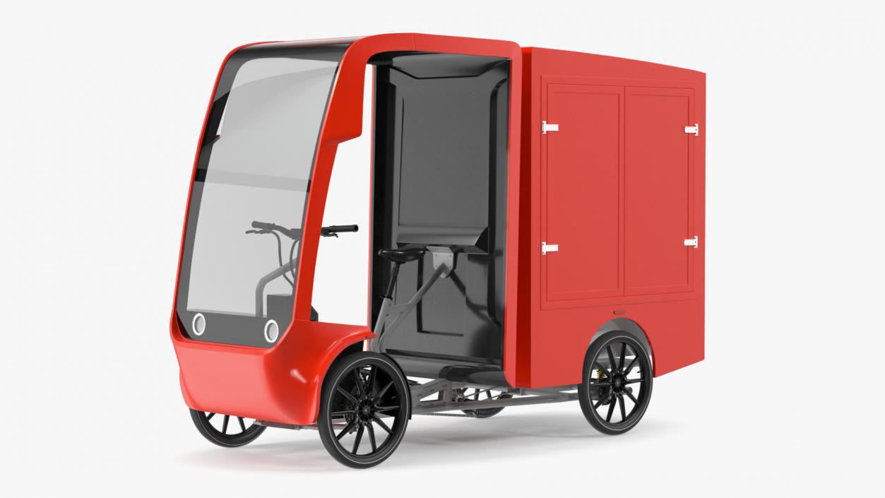 Delivery Electric Cargo Bike Red 3D