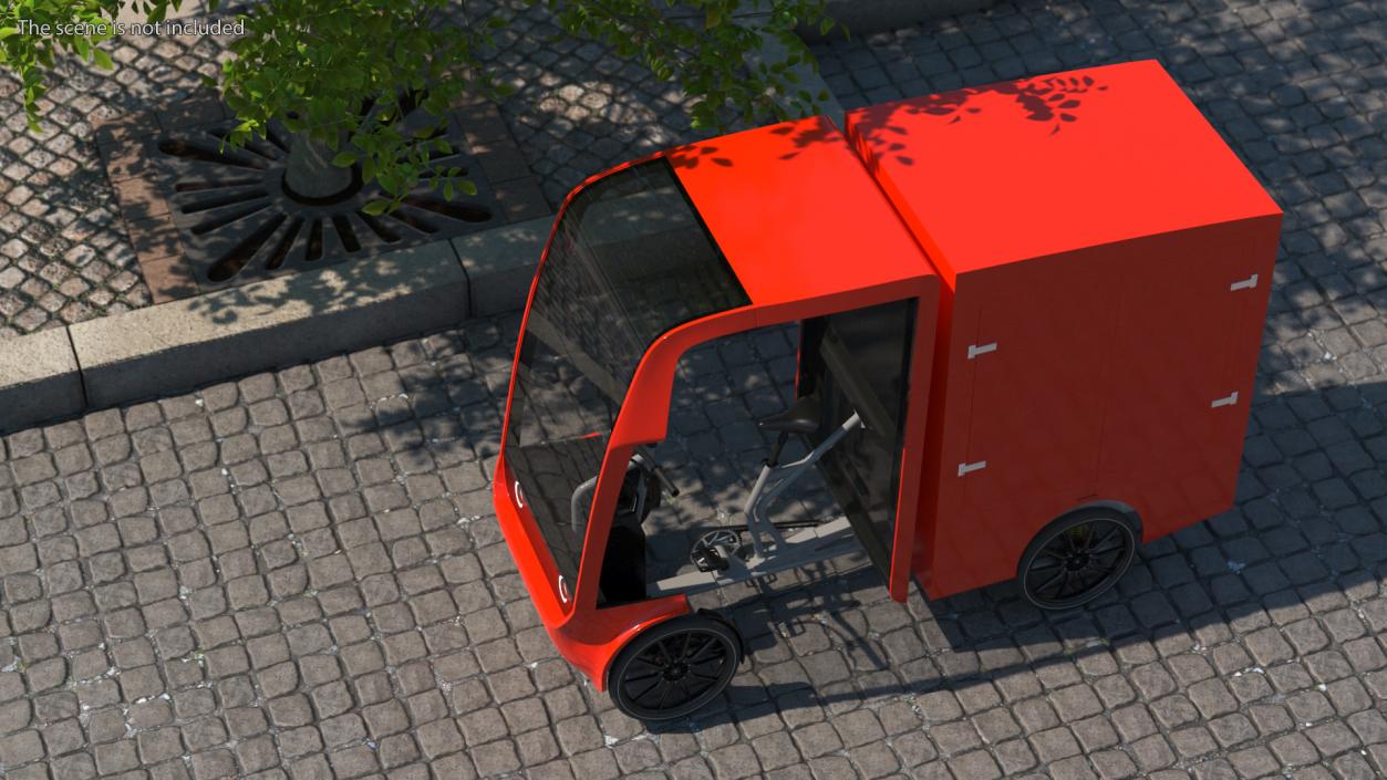 Delivery Electric Cargo Bike Red 3D