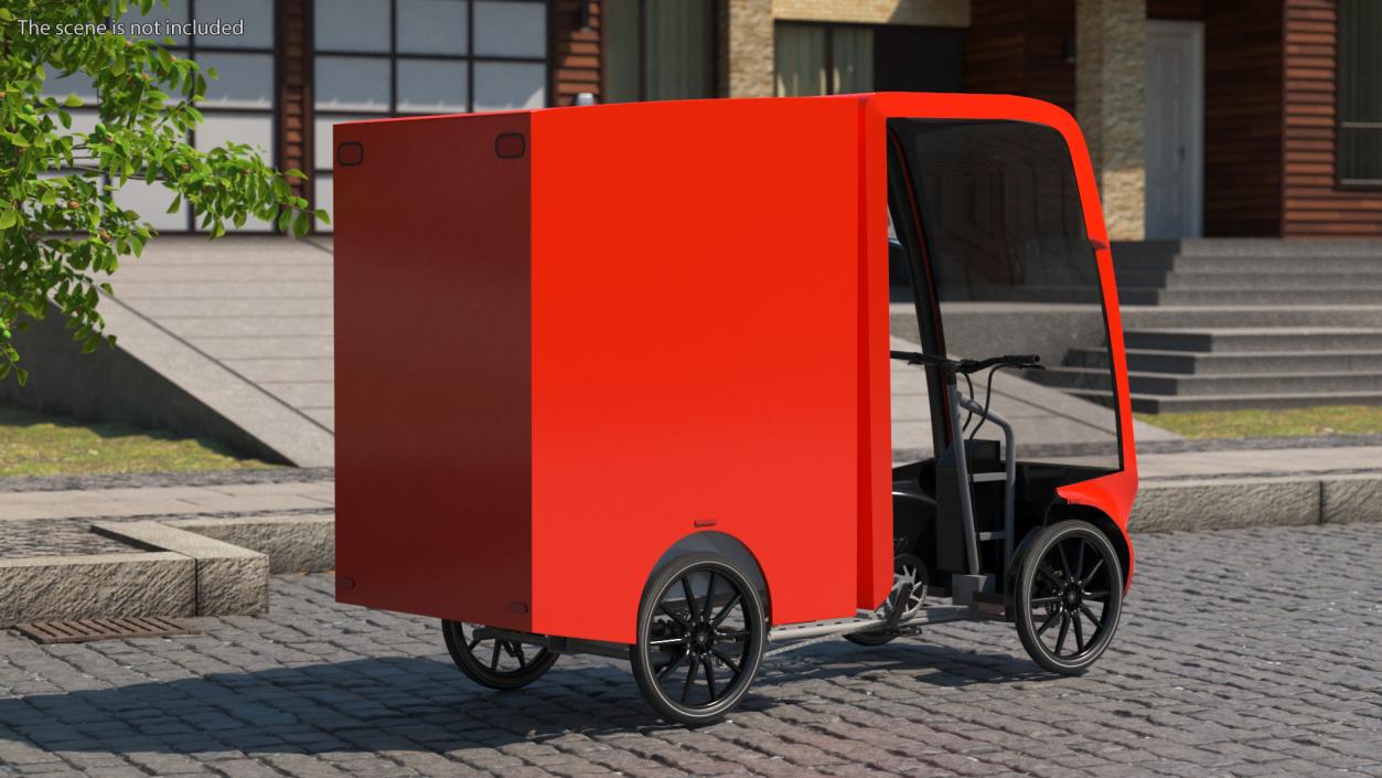 Delivery Electric Cargo Bike Red 3D