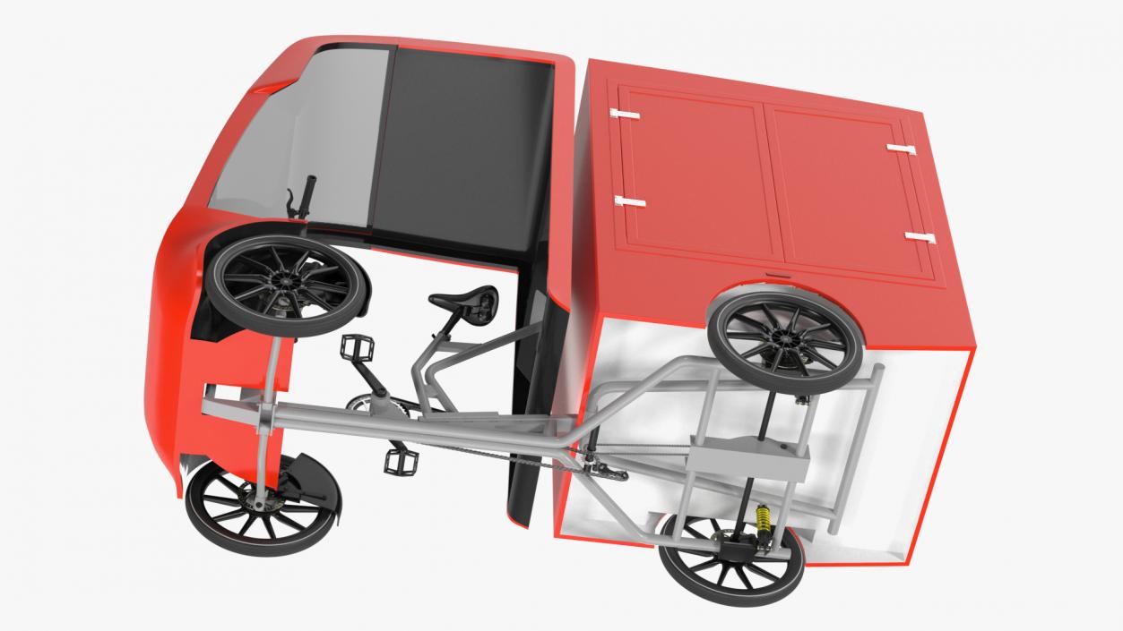 Delivery Electric Cargo Bike Red 3D