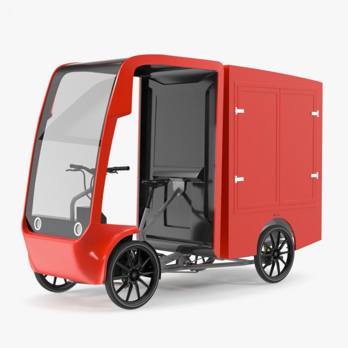 Delivery Electric Cargo Bike Red 3D