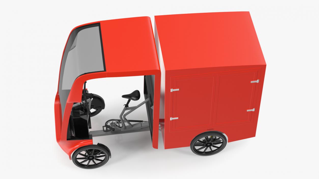 Delivery Electric Cargo Bike Red 3D