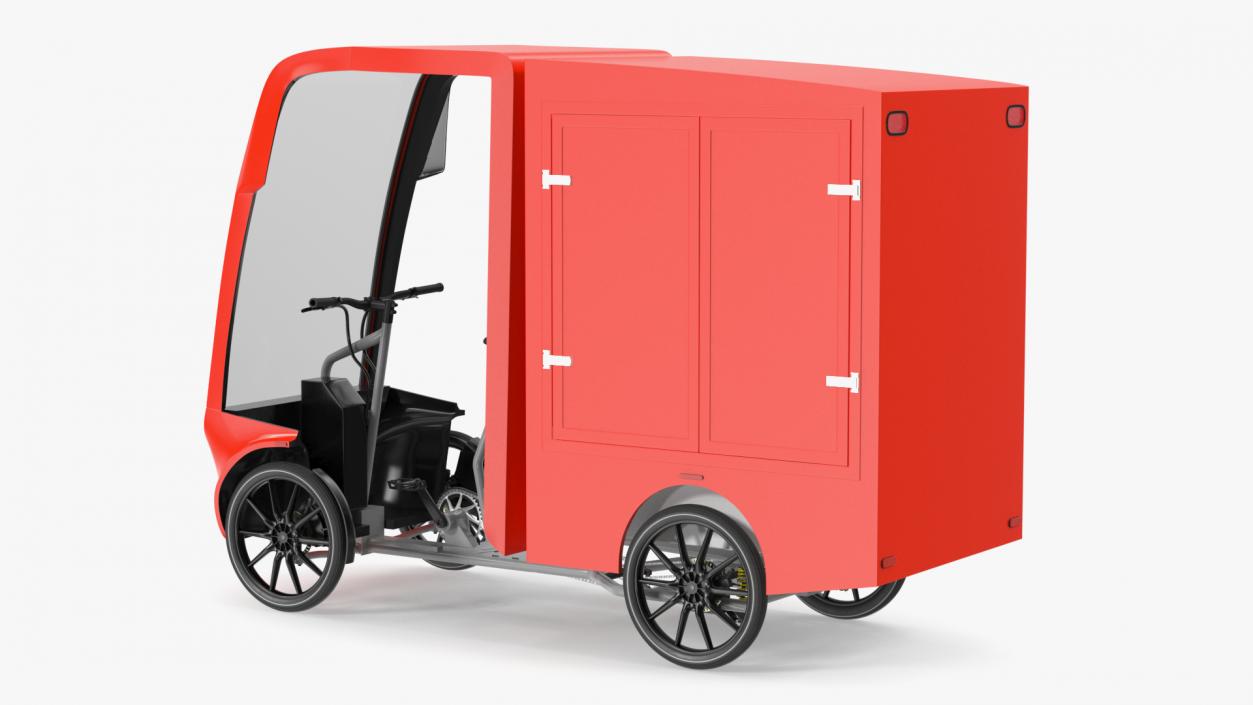 Delivery Electric Cargo Bike Red 3D