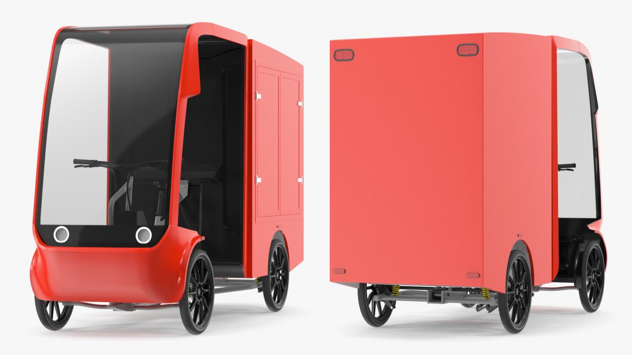 Delivery Electric Cargo Bike Red 3D