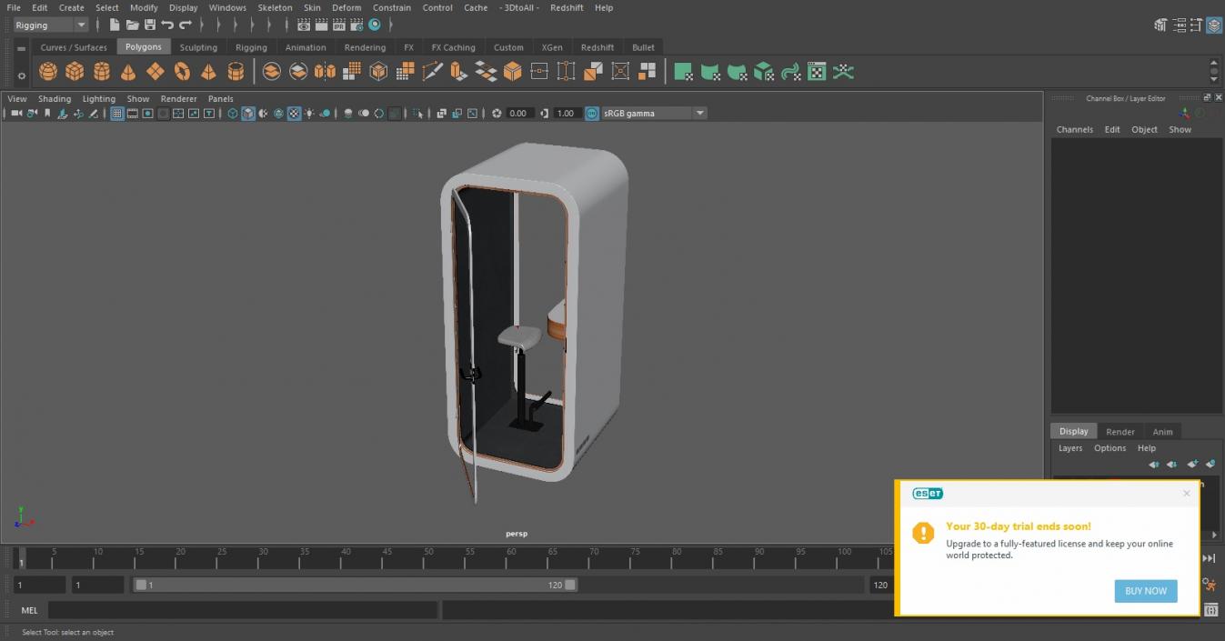 3D Office Phone Booth model