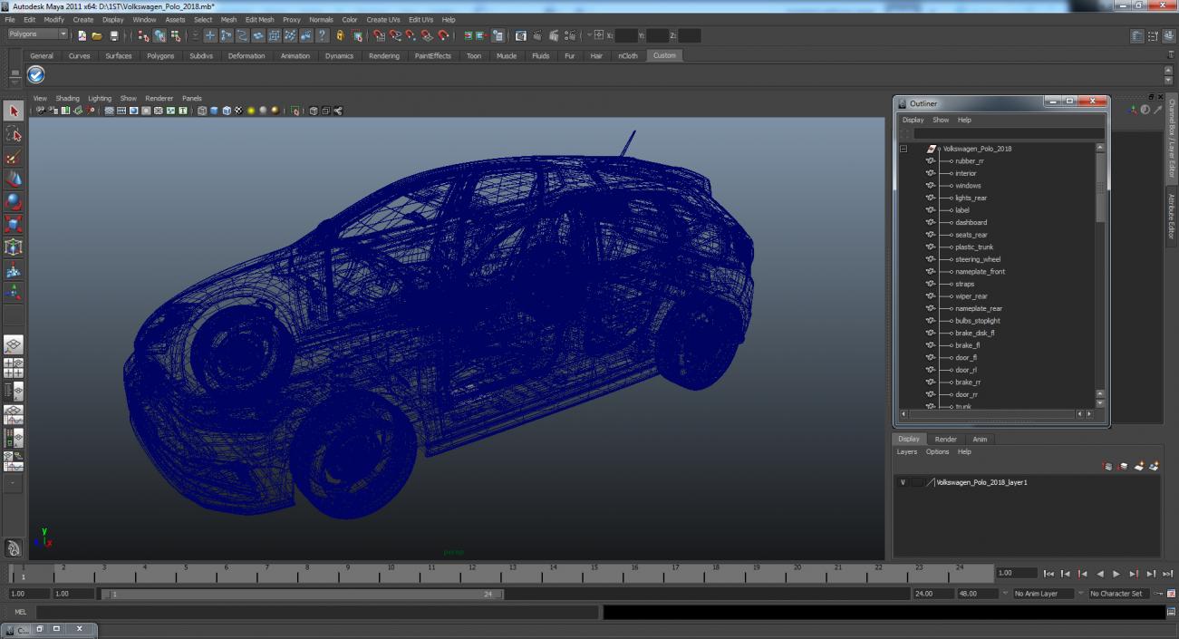 3D Volkswagen Polo 2018 Simple Interior