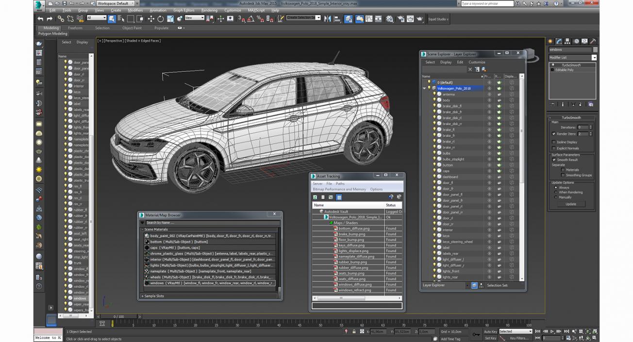 3D Volkswagen Polo 2018 Simple Interior