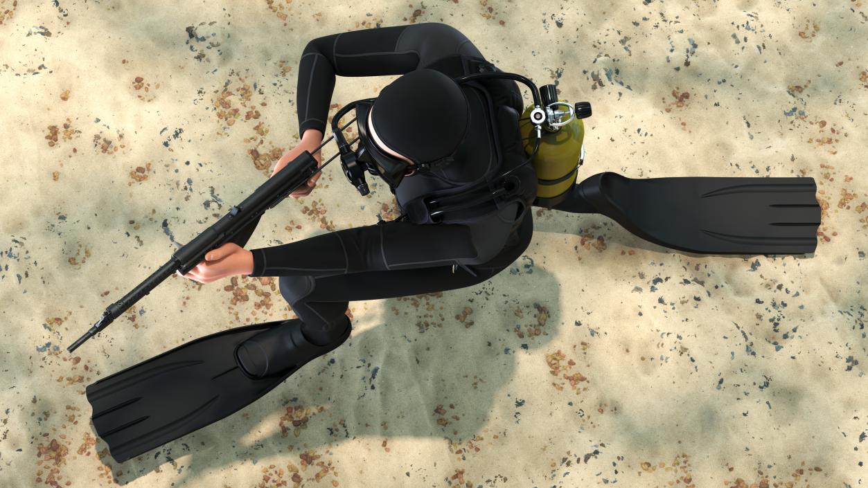 3D model Combat Swimmer with Underwater Rifle APS