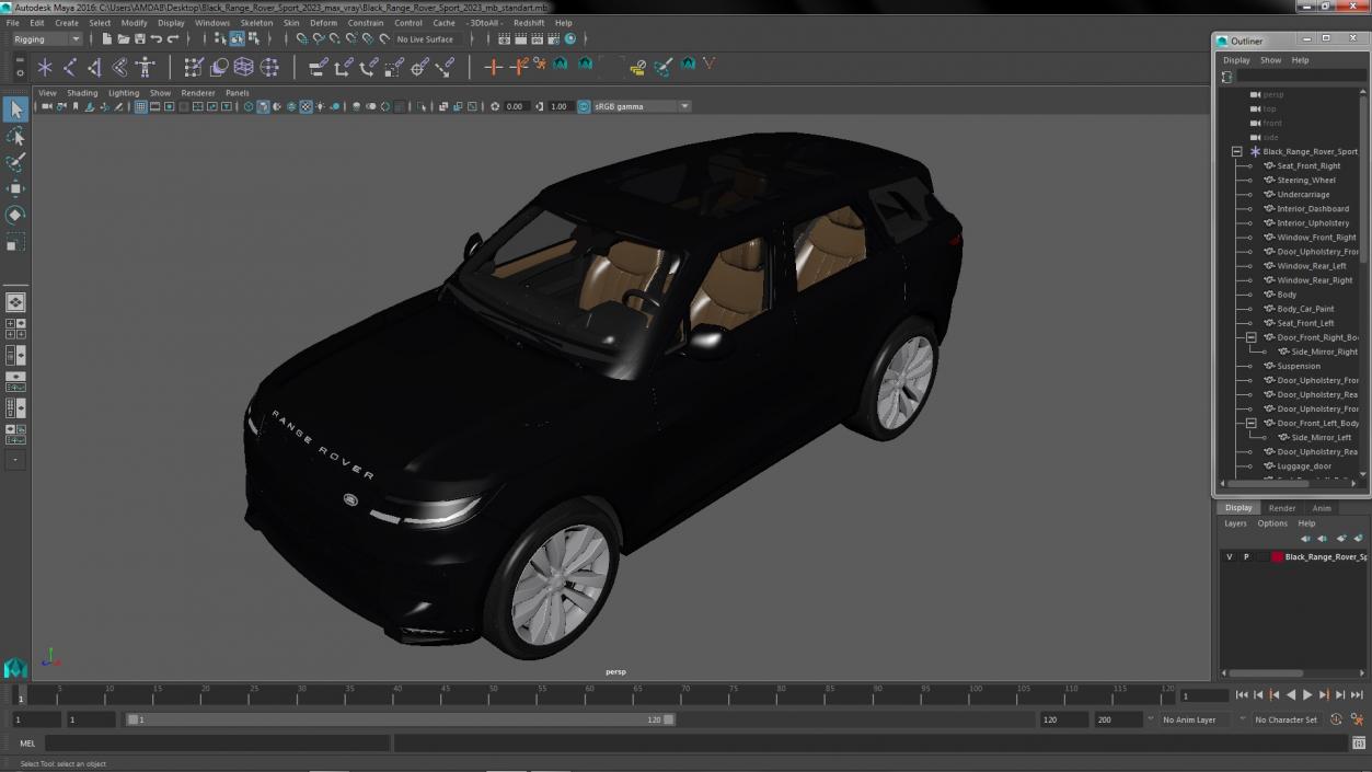 3D Black Range Rover Sport 2023 model