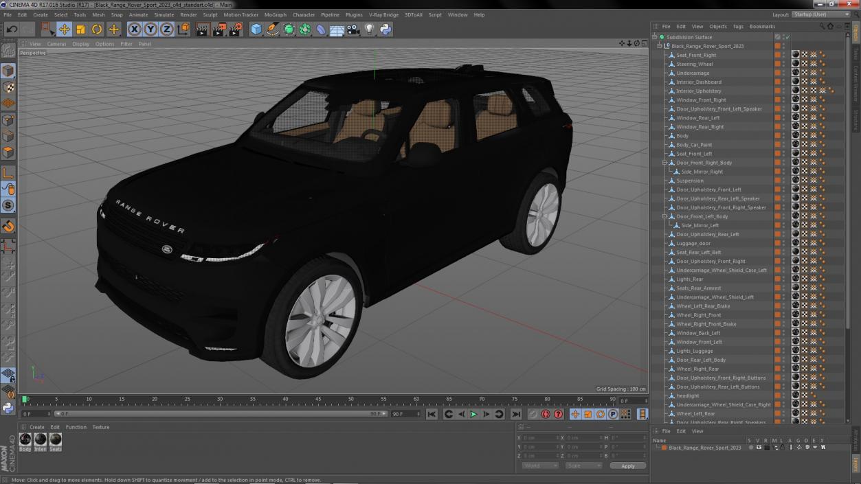 3D Black Range Rover Sport 2023 model