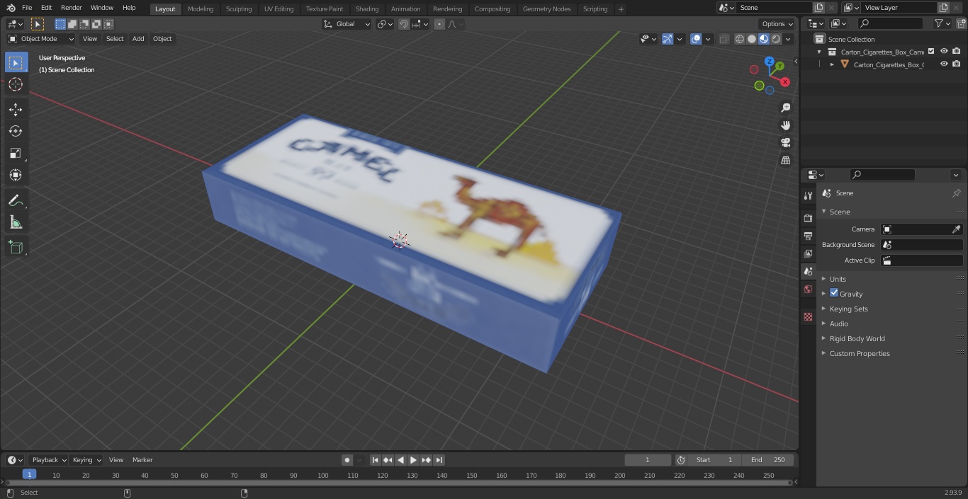 Carton Cigarettes Box Camel 3D