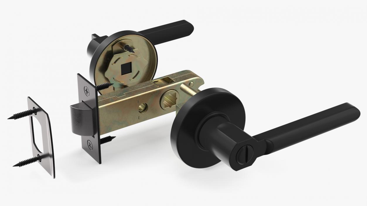 3D model Passage Door Lock with Handle Black