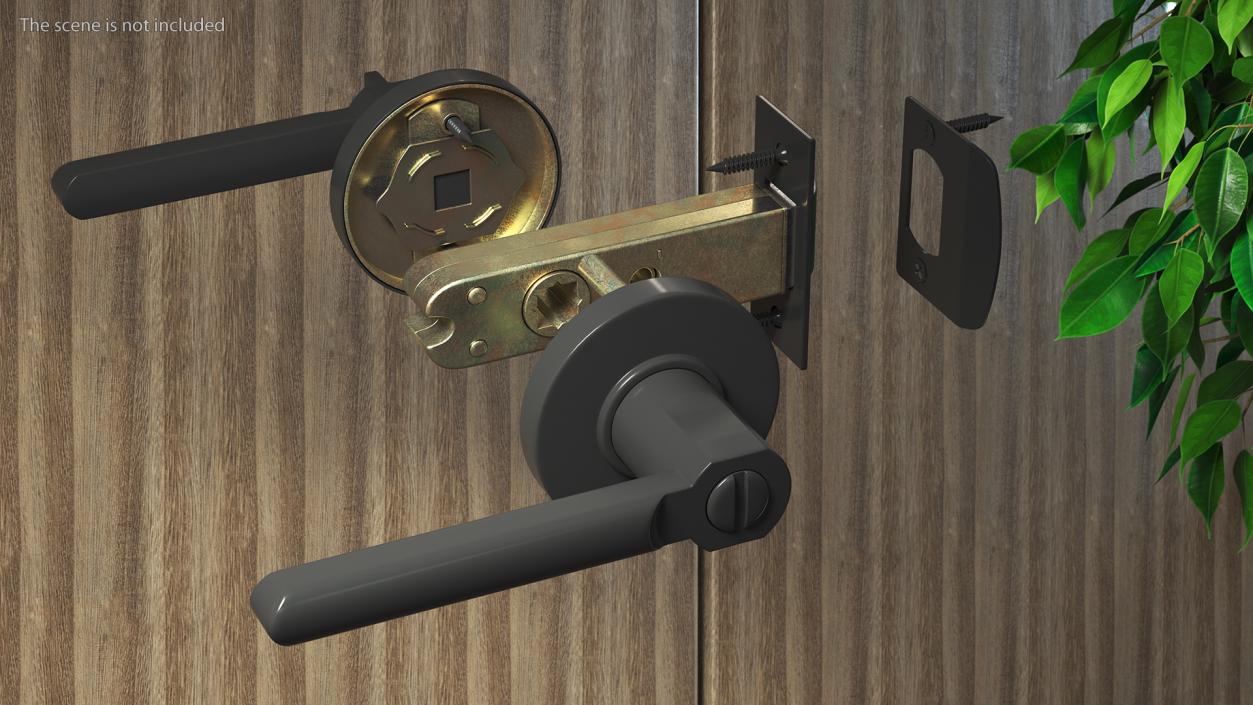 3D model Passage Door Lock with Handle Black