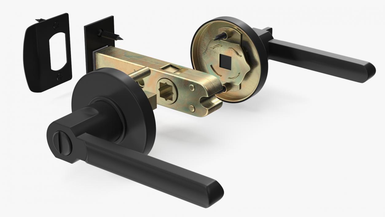 3D model Passage Door Lock with Handle Black