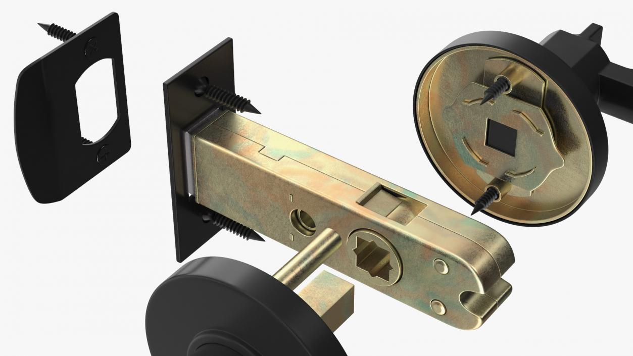 3D model Passage Door Lock with Handle Black