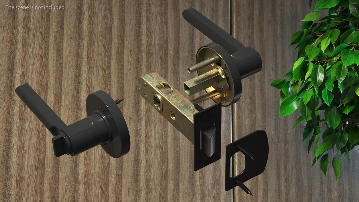 3D model Passage Door Lock with Handle Black