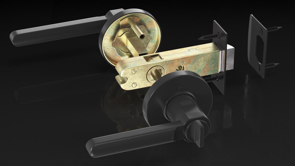 3D model Passage Door Lock with Handle Black