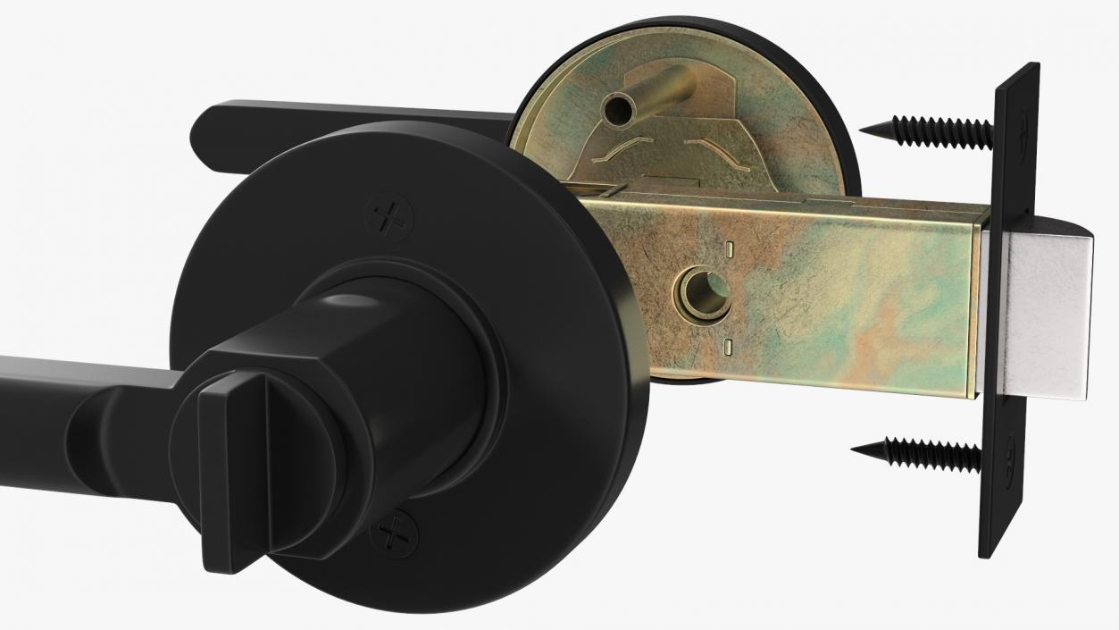 3D model Passage Door Lock with Handle Black