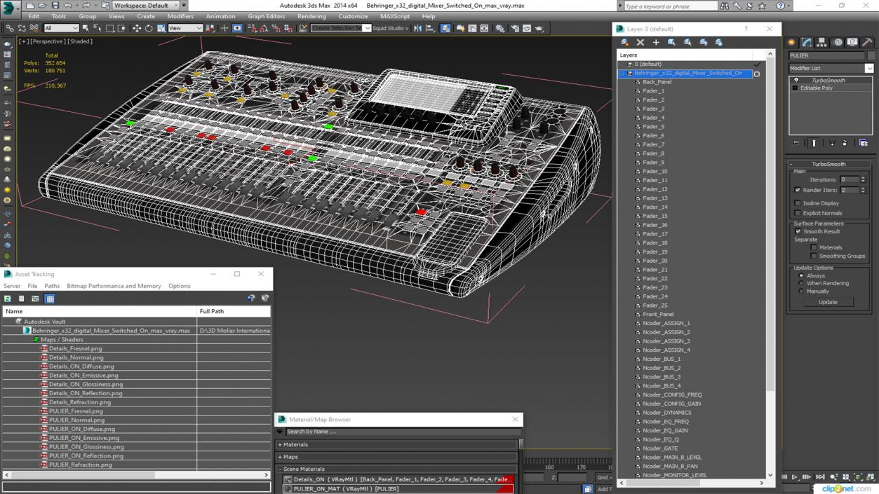 Behringer x32 digital Mixer Switched On 3D model