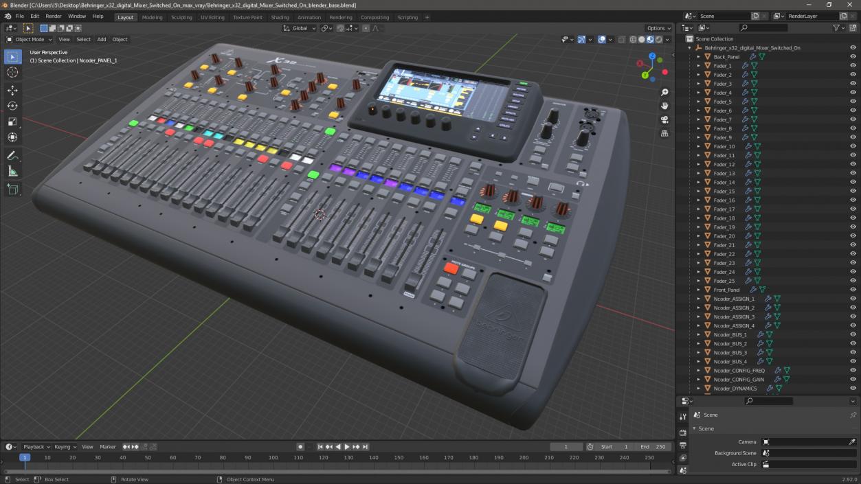 Behringer x32 digital Mixer Switched On 3D model