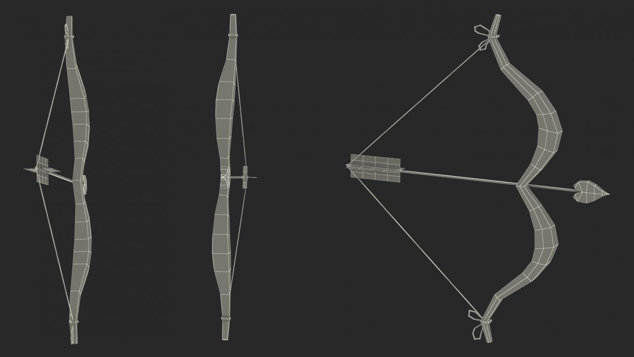 3D model Bow and Arrow with the String Drawn