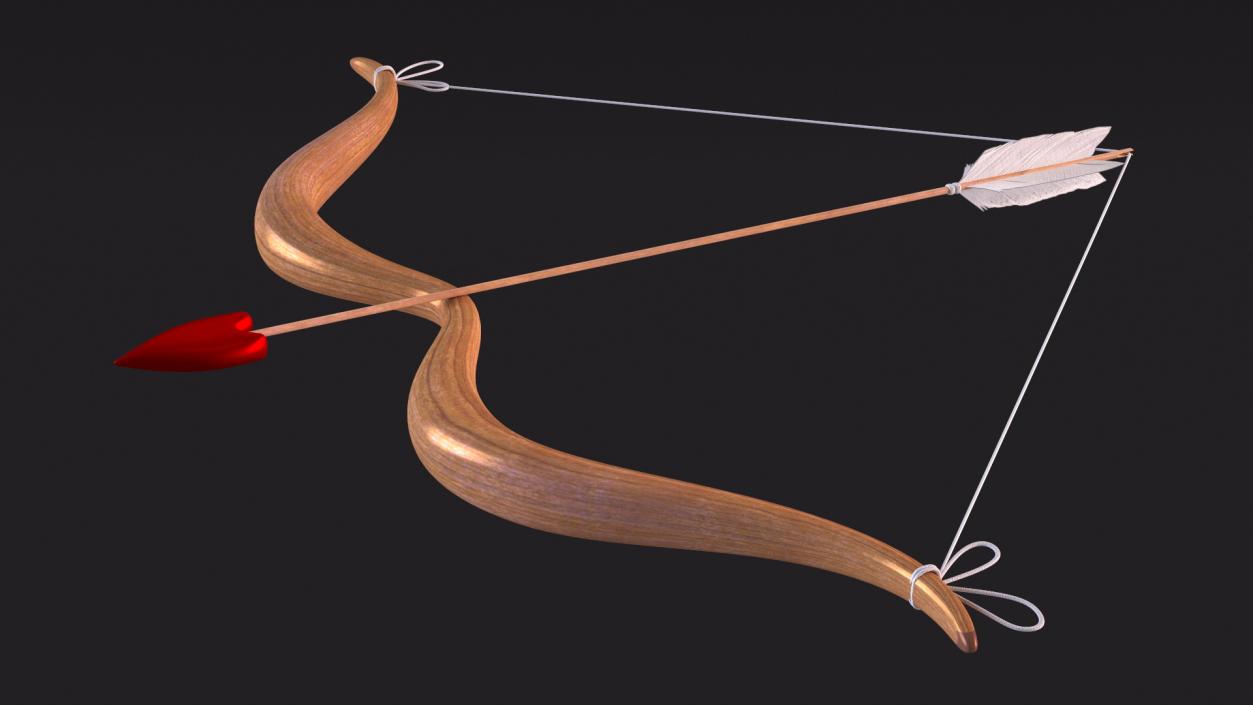 3D model Bow and Arrow with the String Drawn