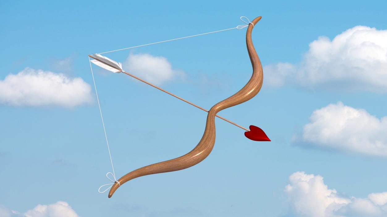 3D model Bow and Arrow with the String Drawn