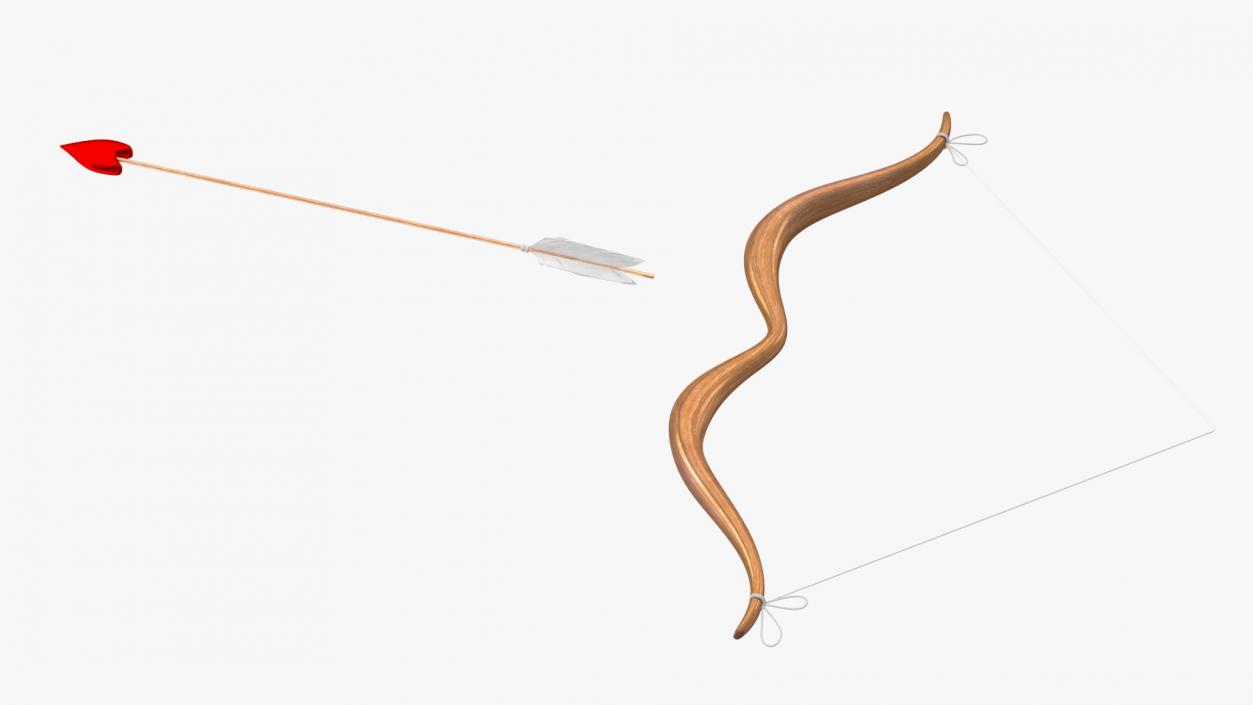 3D model Bow and Arrow with the String Drawn