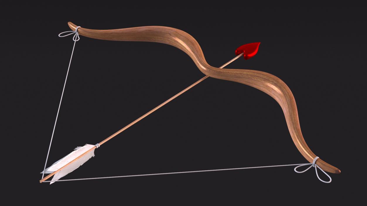 3D model Bow and Arrow with the String Drawn