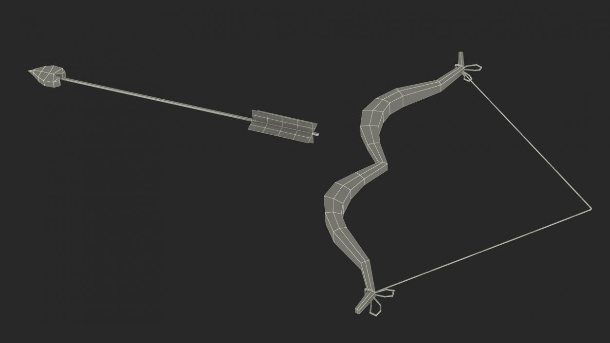 3D model Bow and Arrow with the String Drawn