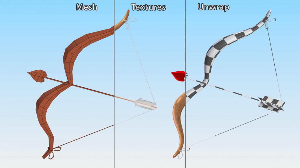 3D model Bow and Arrow with the String Drawn