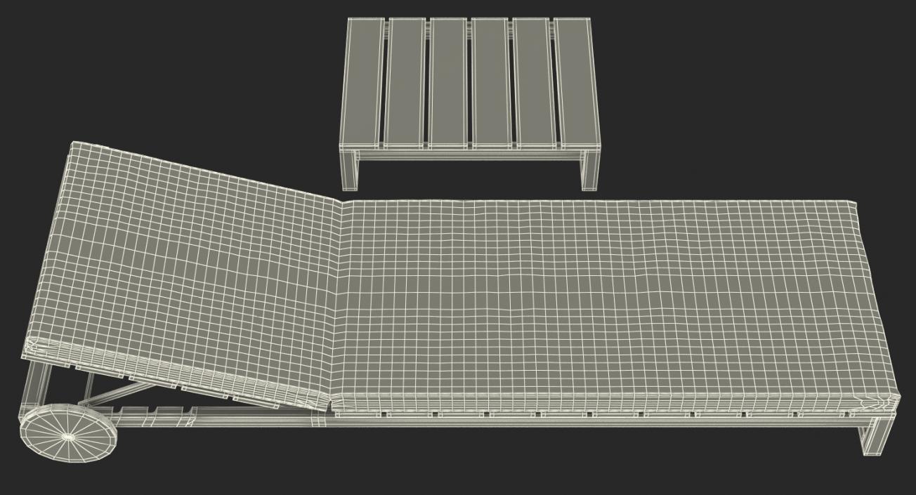 Outdoor Chaise Lounge with Table 3D