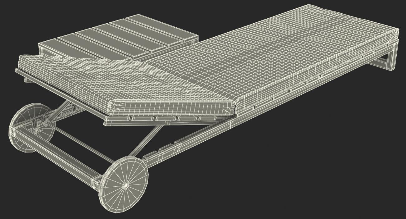 Outdoor Chaise Lounge with Table 3D