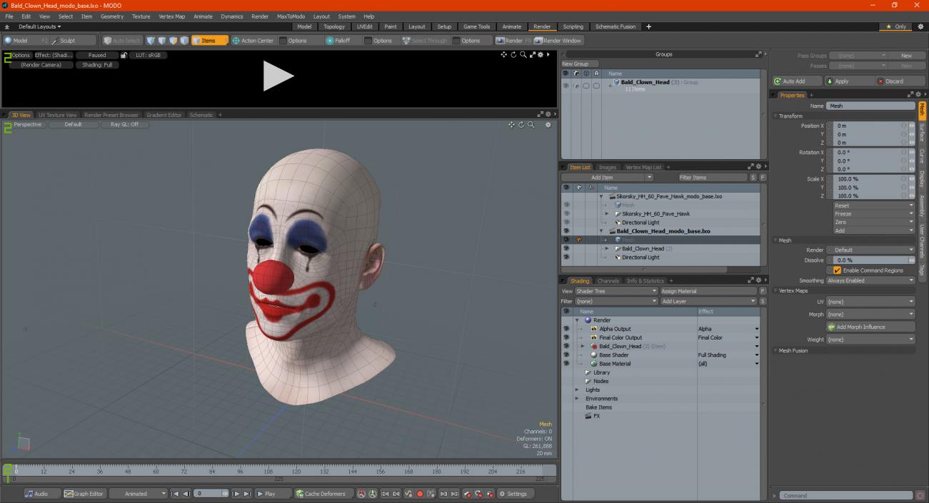 3D model Bald Clown Head