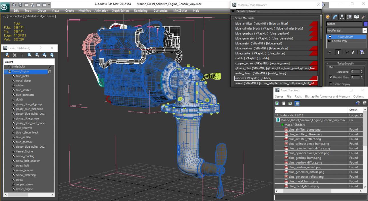 3D Marine Diesel Saildrive Engine Generic model